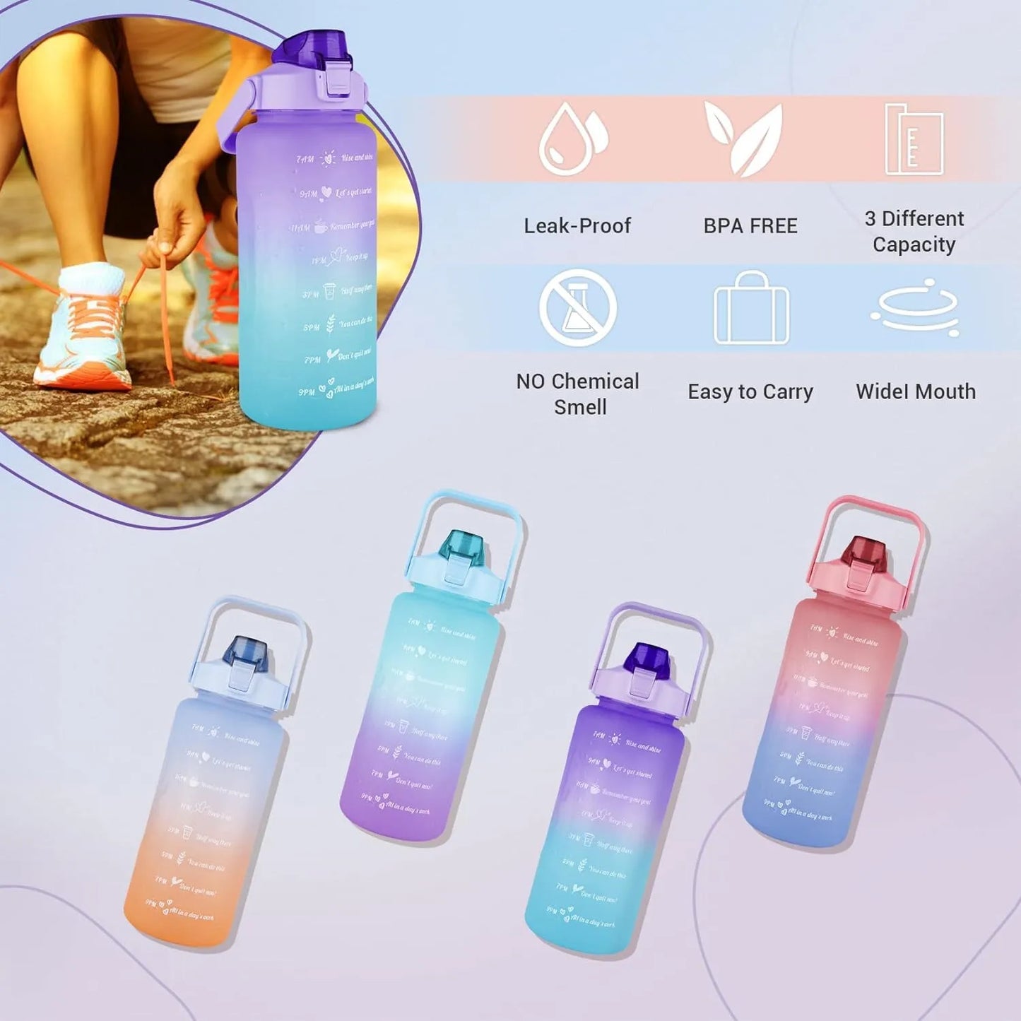 Motivational Water Bottle set of 3